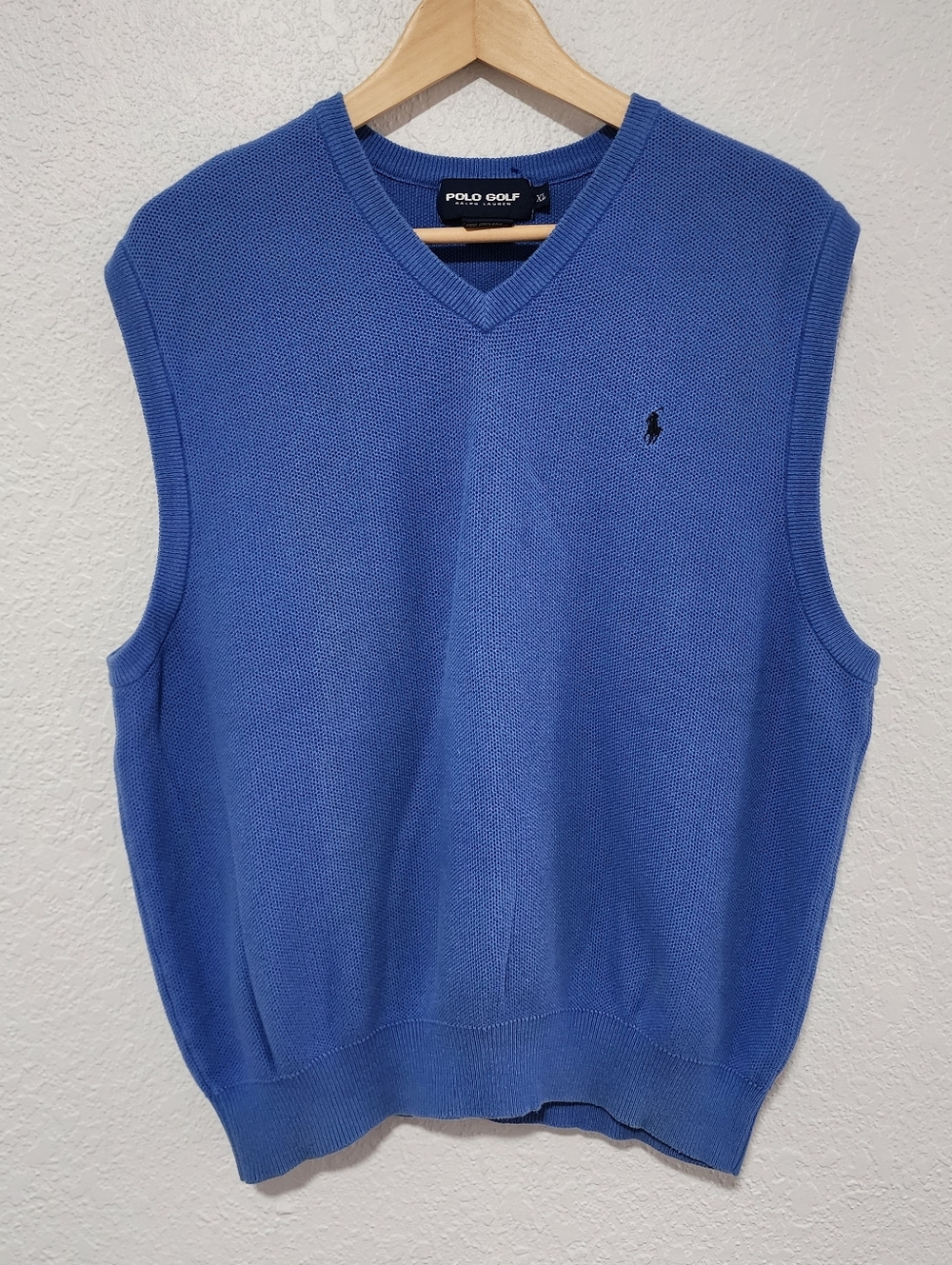 Polo Golf Ralph Lauren Men's V-Neck Knit Vest Blue XL Preppy Grandpacoore